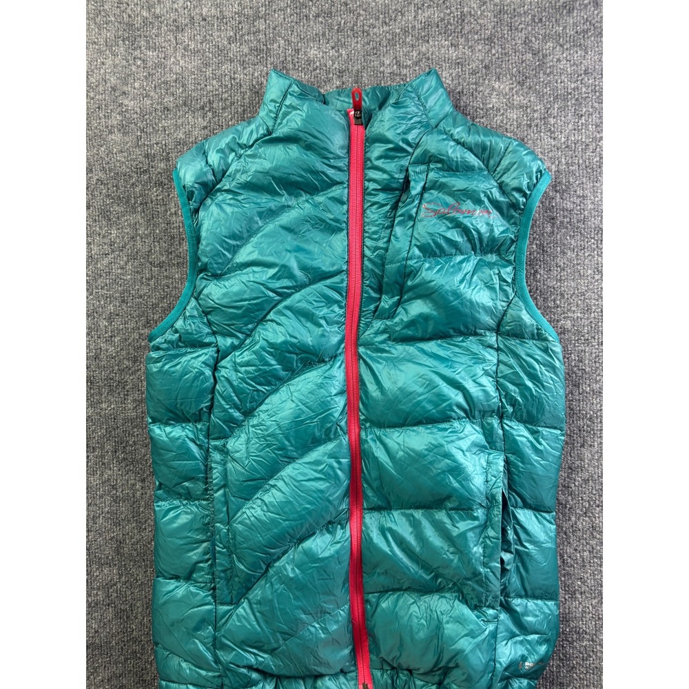Salomon Puffer Vest Womens Small Teal Pertex Quantum Down Quilted Full Zip